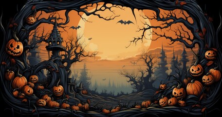 halloween background with pumpkins