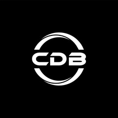 CDB letter logo design with black background in illustrator, cube logo, vector logo, modern alphabet font overlap style. calligraphy designs for logo, Poster, Invitation, etc.