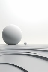 White minimalist background (vertical picture) composed of 3D moon and abstract lines, modern minimalist sci-fi style wallpaper, modern abstract art style moon