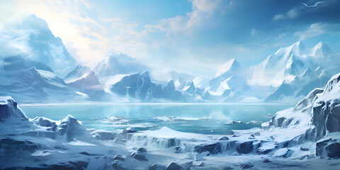 Fototapeta na wymiar Reup of warriors captured this icy and glacier land.