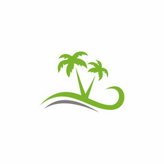 palm tree beach logo
