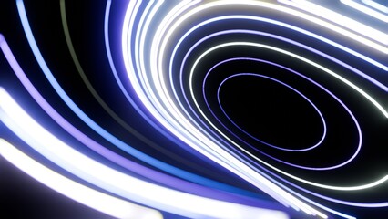 Abstract seamless loop neon circle. Blue and purple neon circles hi-tech motion background seamless loop