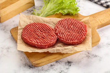 Raw beef  burger cutlet for grill