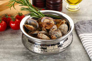 Raw vongole clams for cooking