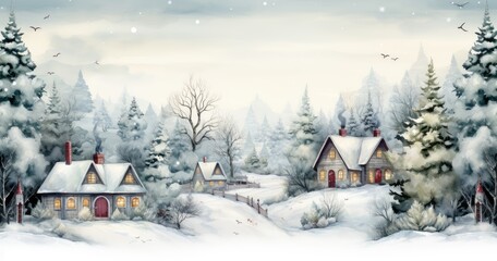 Fototapeta na wymiar winter landscape with house