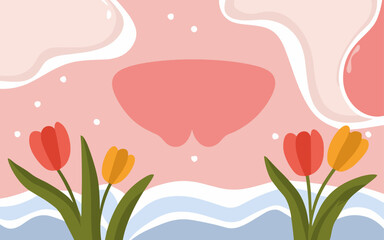 Abstract tulip background poster. Good for fashion fabrics, postcards, email header, wallpaper, banner, events, covers, advertising, and more. Valentine's day, women's day, mother's day background.