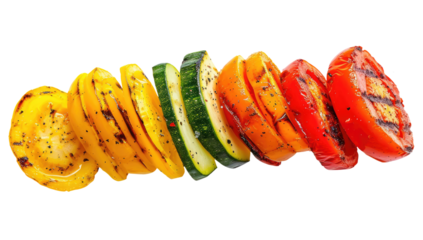 Grilled vegetables isolated on transparent background