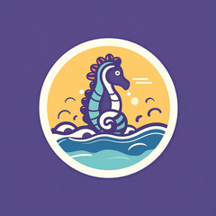 Naklejka premium Surfing_Seahorse_Modern_Line_Icon_Vector_Line_Art_Cut