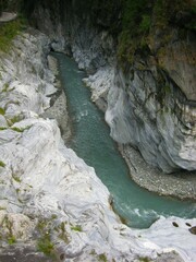 Scenery of Taroko gorge and blue river in Taroko national park, Taiwan