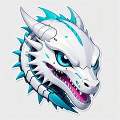 cybernetic white dragon head