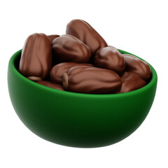 Date Fruits 3D Rendering Icon Isolated Transparent Background