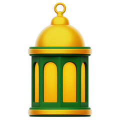 Islamic Lantern 3D Rendering Icon Isolated Transparent Background