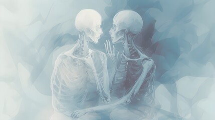 skeleton in love abstract background love till death - obrazy, fototapety, plakaty