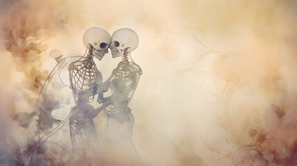 skeleton couple abstract background love till death - obrazy, fototapety, plakaty
