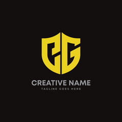 CG creative letter shield logo design vector icon illustration
