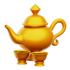 Arabic Teapot 3D Rendering Icon Isolated Transparent Background