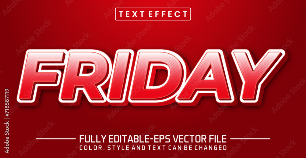 Wall mural friday red font text effect editable