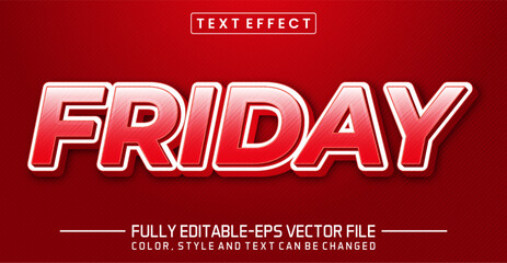 Friday red font Text effect editable