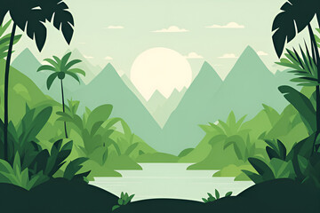 Jungle Background, Simplistic Jungle Flat Illustration Vector Wallpaper