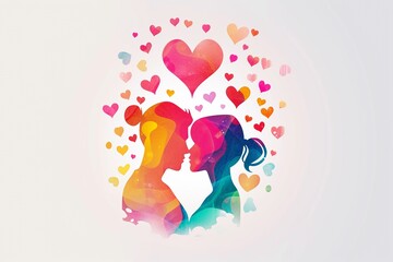 Couple in love. Abstract colorful watercolor background.AI.