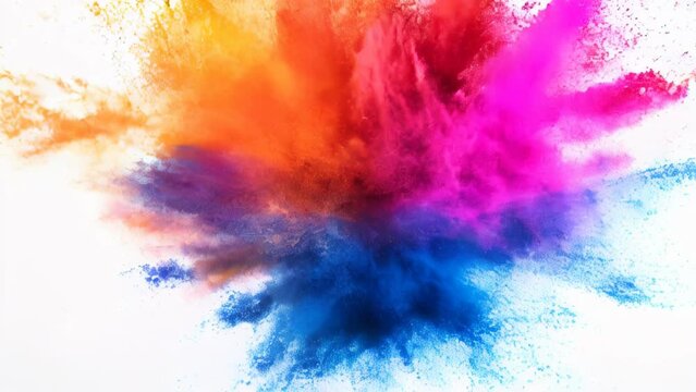 Vividly colored powder exploding in the air, releasing the energy of art and creativity
