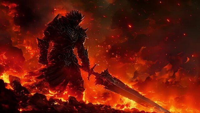 Despite the intense heat and constant onslaught, the demon slayer remained steadfast and unwavering, his conviction and sword both burning with an unquenchable fire. Fantasy animation