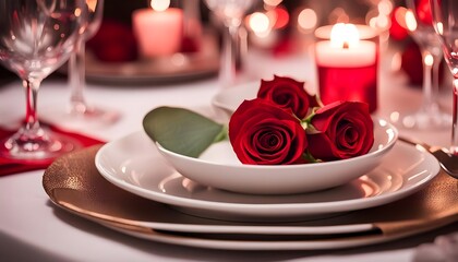 Romantic dinner table setting