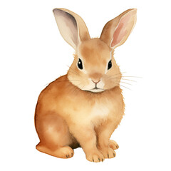 AI-generated watercolor cute Rabbit clip art illustration. Isolated elements on a white background.