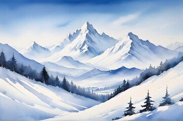 snow covered mountains