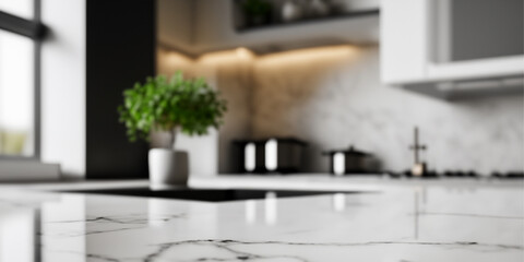 Modern minimalistic blur kitchen interior