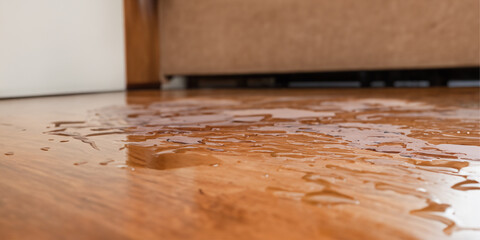 Vintage Wooden Interior with Old Plane on Table and Floor in an Empty Room