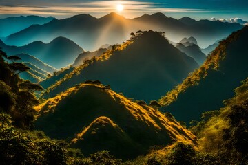 The majestic Doi Pha Tang mountain in Chiangrai, Thailand, standing tall with its rugged terrain...
