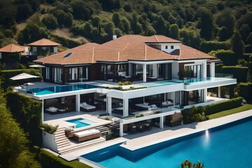 Fototapeta na wymiar good-looking villa with swimming pool