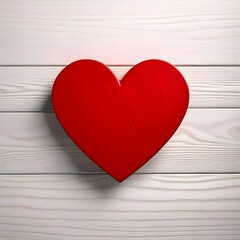 Red wooden heart shape on wooden background representing Valentine's Day