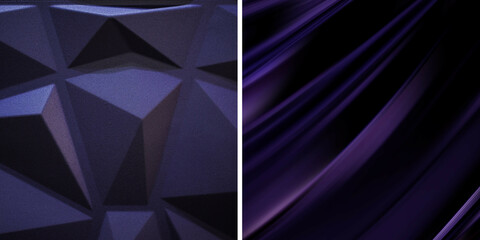 3d render abstract triangle black outline purple background Pyramid concep