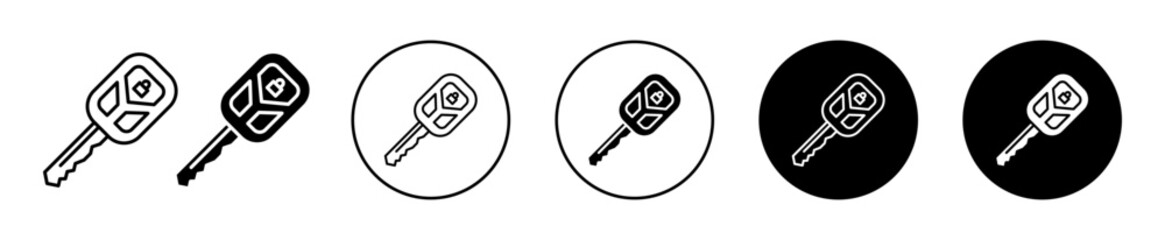 Car key vector icon set collection. Car key Outline flat Icon.
