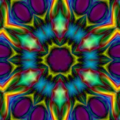 Fototapeta na wymiar Fascinating kaleidoscope of colors that blend harmoniously, a vibrant show dynamics. Beautiful colorful bokeh festive lights in kaleidoscope. Mosaic texture. Stained glass effect.