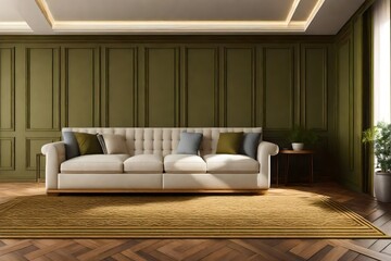wall mockup with sofa in the living room