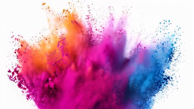 Vividly colored powder exploding in the air, releasing the energy of art and creativity
