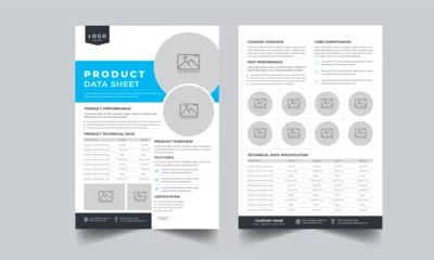 Fotobehang Product Data Sheet, Technical Data Sheet layout template design © Mdobayes