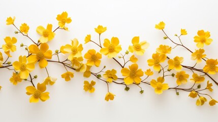 yellow flowers bloom in harmony against a clean white background.