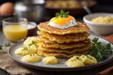 Fried eggs with potatoes (Potato Pancakes)