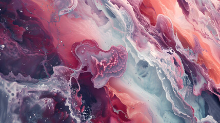 Close Up of a Painting With Pink and Blue Colors