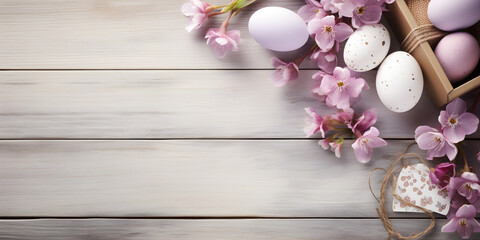 Easter eggs on a gray background with a border.