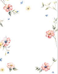 Fototapeta na wymiar watercolor-minimalist-illustration-featuring-a-red-flower-yellow-flower-blue-flower-and-white