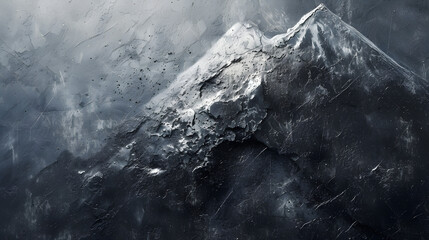 Snow-Covered Mountain in Rain
