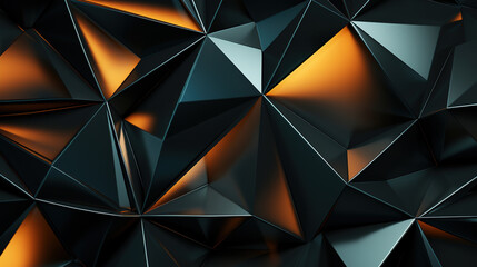 Abstract 3d rendering of chaotic polygonal background. Futuristic polygonal design. 