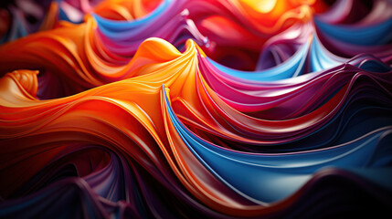 Colorful abstract background of flowing fabric. 3d illustration. 