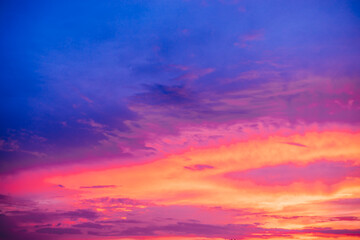 Vibrant Sunset Sky With Vivid Pink and Blue Hues Captured at Dusk