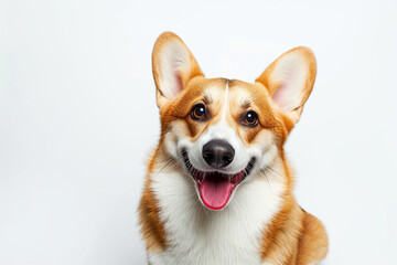 Cute corgi posing on white background. Generative AI